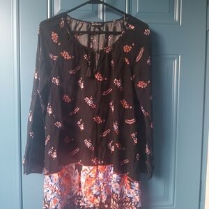 Express Black and Red Floral Blouse